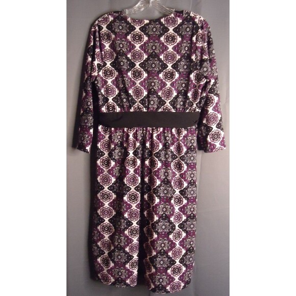 Motherhood Maternity Dress Long Sleeve Multicolored Geometric V-neck Midi Sz Med - Picture 12 of 12